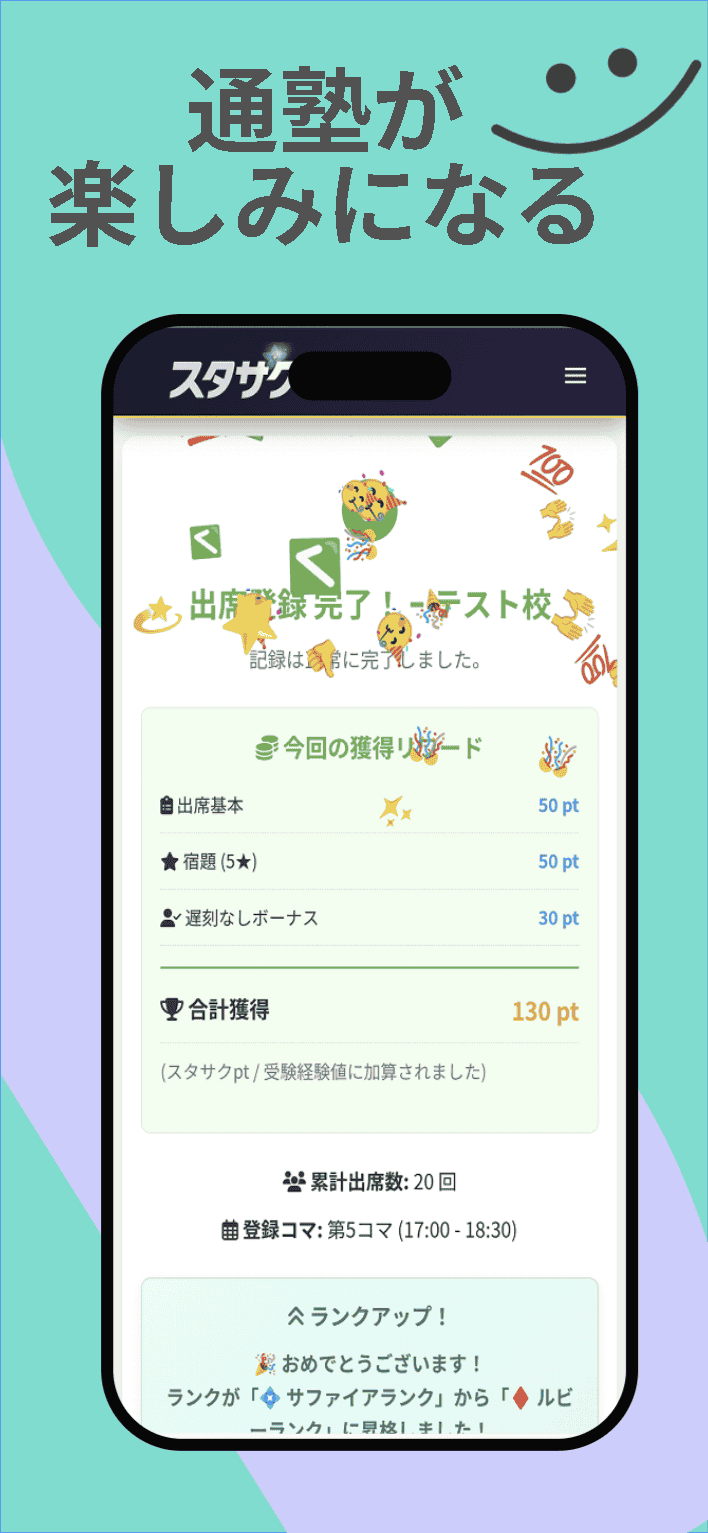 独自の評価システムで通塾が『楽しみ』に変わる（イメージ）